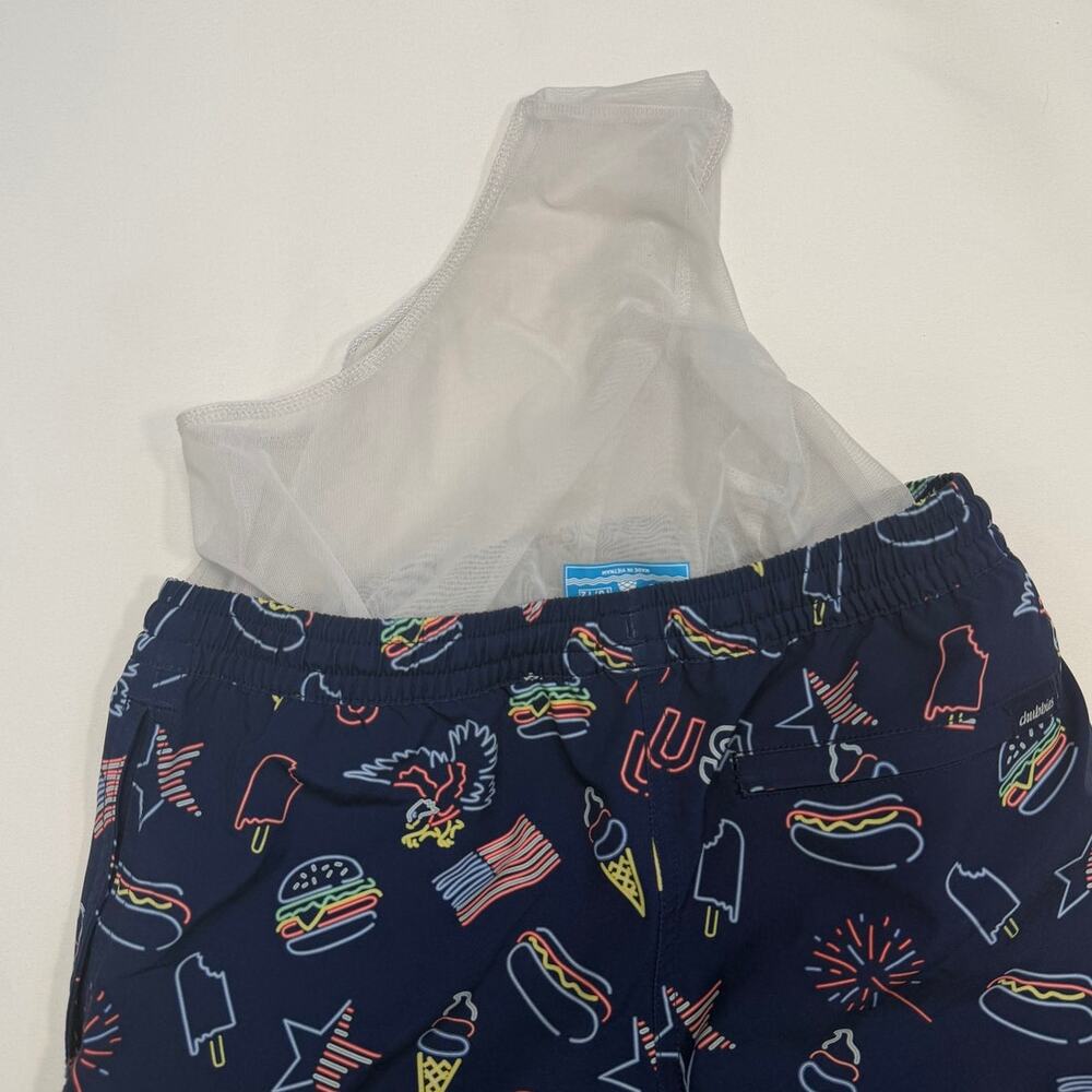 Chubbies Kids Swim Trunks Youth M 10/12 Patriotic Lights USA Print Lined Shorts - Picture 5 of 6